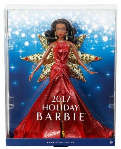 Barbie Magia delle Feste 2017 Afro Natale Holiday Capodanno 2018 colore vestito rosso stella oro prezzo vendita