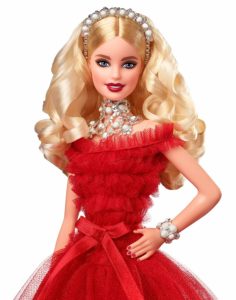 Bambola Barbie Magia delle Feste 2018 Bionda abito rosso Natale Capodanno 2019 Natale colore vestito rosso collana argentata bracciale cerchietto prezzo vendita
