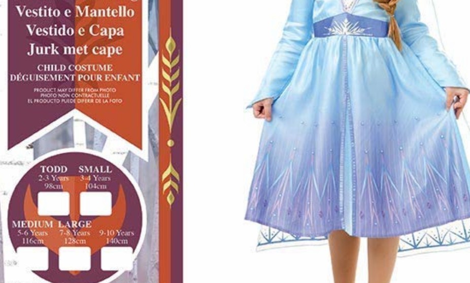 Vestito Carnevale Frozen 2 Costume Elsa azzurro viola costo taglie misure bambina altezza