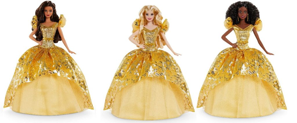 Barbie Magia delle Feste 2020 Bionda Riccia Afro Americana Bruna Latina Natale Capodanno 2021 colore abito dorato costo vendita online