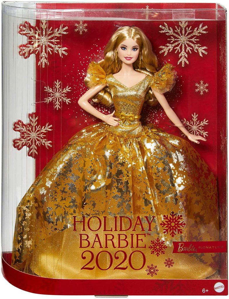 Confezione regalo Bambola Barbie Magia delle Feste 2020 bionda capelli lunghi abito color oro luccicante Natale Capodanno 2021 costo