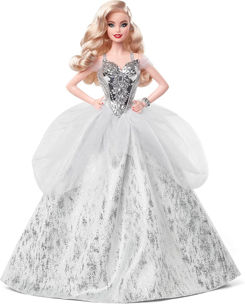 Bambola Barbie Magia delle Feste 2021 bionda capelli lunghi colore abito argento luccicante Natale Capodanno 2021 prezzo vendita
