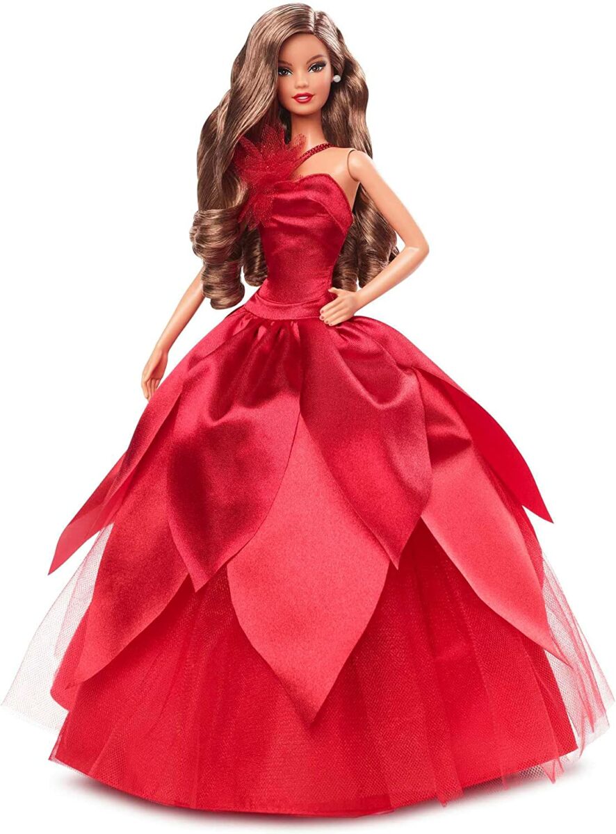 Barbie Magia delle Feste 2022 castana latina capelli lunghi abito rosso - Novità Natale Capodanno 2023 prezzo vendita online