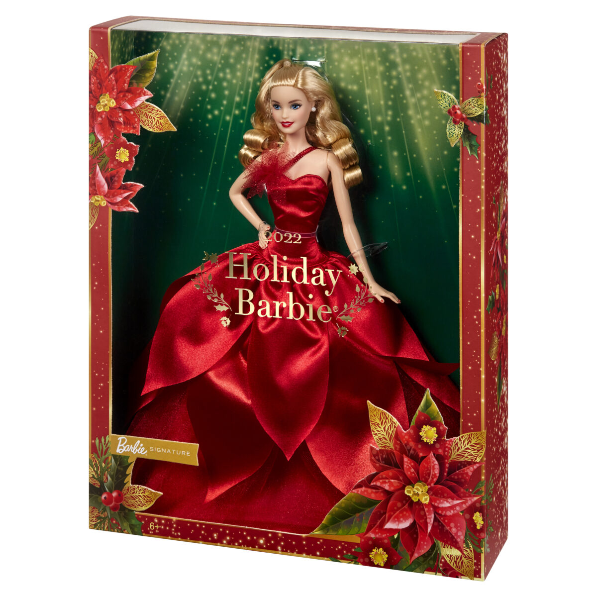 Confezione regalo Bambola Barbie Magia delle Feste 2022 bionda capelli lunghi abito color rosso Natale e Capodanno 2023